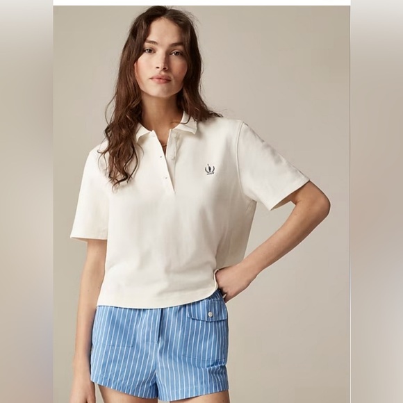 JCrew Polo Shirt Boxy Crop Preppy Resort Golf Quiet Luxury Old Money Vintage S - Picture 4 of 13